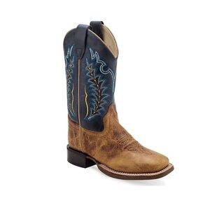 Old West Brown and Black Leather Cowboy Boots
